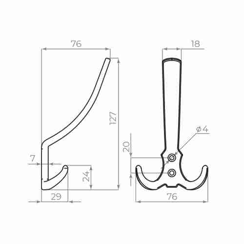 Крючок Ajax (Аякс) настенный MB-K-003 PB золото