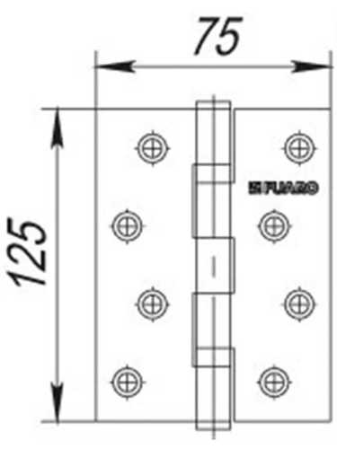 Комплект 8 шт. - Петля дверная стальная универсальная Fuaro 2BB 125x75x2,5 CP (хром)