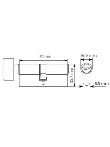 Ключевой цилиндр высокой секретности Morelli HS 70CK SN с заверткой (70мм 30+10+30), цвет - матовый никель