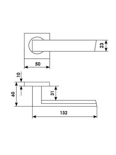 Ручка дверная Morelli Luxury WATERFALL S2 CSA раздельная на квадратной розетке, цвет матовый хром, латунь