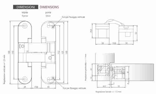 Комплект 2 шт. - Петля дверная скрытой установки Morelli HH-18 W белый