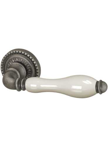Ручка дверная Armadillo (Армадилло) межкомнатная R.CL55.Silvia (Silvia CL1) AS/LWP-109 античное серебро/беж.фарфор  Набор 7