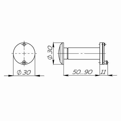 Глазок дверной противопожарный FP.DVG 3/90-50/S (VIEWER 3 DVSG 50x90/16) CP хром