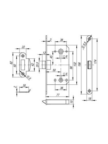 Защелка PLASTP96WC-50 (P96WC-50) SSC сатин.хром