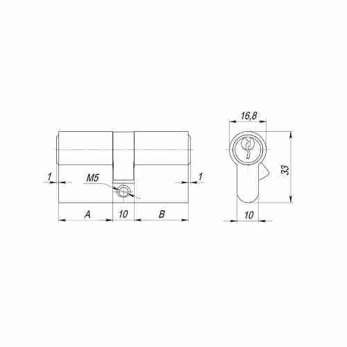 Цилиндровый механизм (AX100/70) AX1000Key70 (30+10+30)/HD AB бронза 4Key