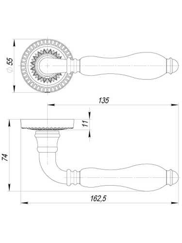 Ручка дверная Armadillo (Армадилло) межкомнатная R.CL55.Silvia (Silvia CL1) AS/LWP-109 античное серебро/беж.фарфор  Набор 7