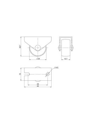Опора Ajax (Аякс) колесная прямоходная WL/R-25P/20 kg BL пластик черный