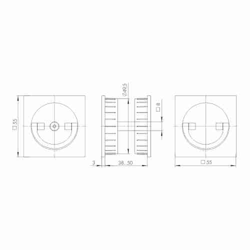 Ручка поворотная для раздвижных дверей  SH.QUADRO55.BK8x2 BL-26 черный