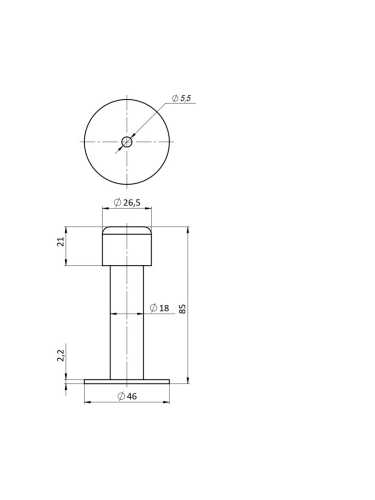 Упор Punto (Пунто) дверной настенный DFIX/W85 INOX BL-24 черный