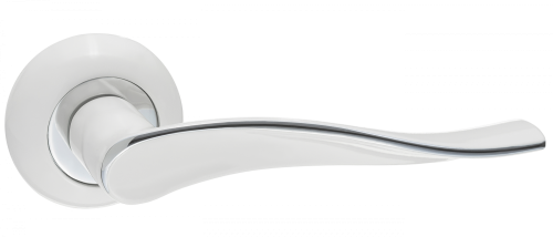 Ручки дверные RENZ INDH 427-08 MSW/CP Модена матовый супер белый/хром блестящий