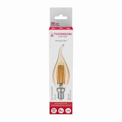 Лампа светодиодная филаментная Thomson E14 9W 2400K свеча на ветру прозрачная TH-B2119