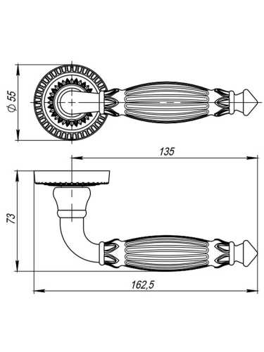 Ручка дверная Armadillo (Армадилло) межкомнатная R.CL55.Bella (Bella CL2) AS-9 античное серебро  Набор 7