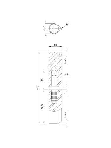 Петля приварная D20x140S B2B (с фаской)