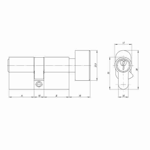 Цилиндровый механизм AZ102/60 mm (25+10+25) CP хром 5 кл.