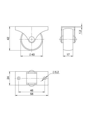 Опора Ajax (Аякс) колесная прямоходная WL/R-40P/50 kg BL пластик черный