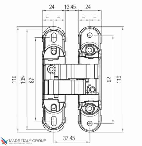 Kubica K1060 DXSX, KOMBI HYBRID NO петля скрытая универсальная ЧЕРНЫЙ (60 kg)
