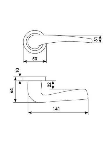 Ручка дверная Morelli Luxury LE MANS R2 NIS раздельная на круглой розетке, цвет матовый никель, латунь
