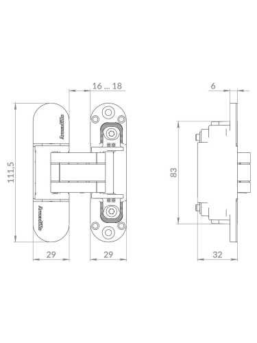 Петля Armadillo (Армадилло) скрытой установки U3D6002.TG BL черный