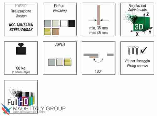 Kubica 2760 DXSX, BI петля скрытая универсальная БЕЛЫЙ (60 kg)