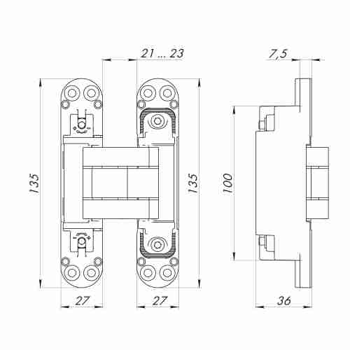 Петля скрытой установки U3D7800.VPG SC мат. хром TECH