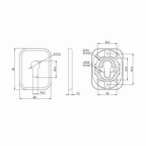 Накладка Fuaro (Фуаро) на цилиндр ESC.C.TRD/K.486 SSC-16 сатинированный хром (1 шт.)