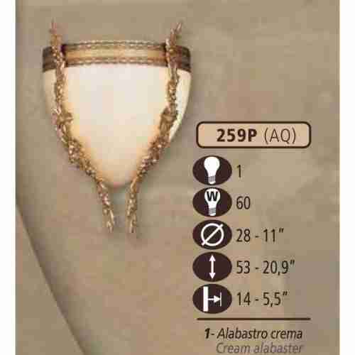 Светильник настенный Riperlamp 259P/1 AQ CREAM ALABASTER