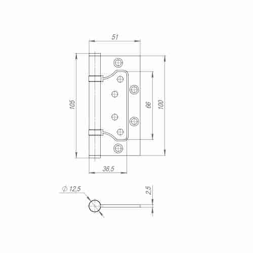 Комплект 2 шт. - Петля Fuaro (Фуаро) из нержавейки универсальная без врезки 500-2BB 100x2,5 (INOX 304)