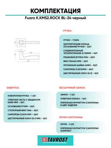 Ручка дверная Fuaro (Фуаро) межкомнатная K.KM52.ROCK (ROCK KM) BL-24 черный  Набор 5