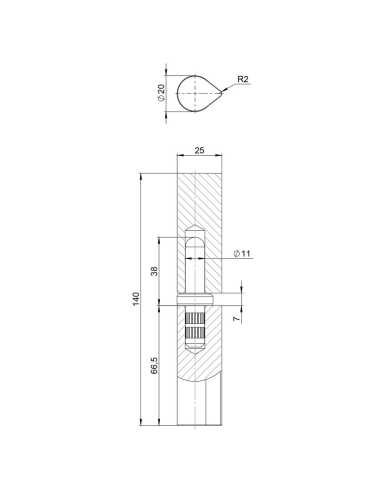 Петля приварная D20x140 B2B (без фаски)