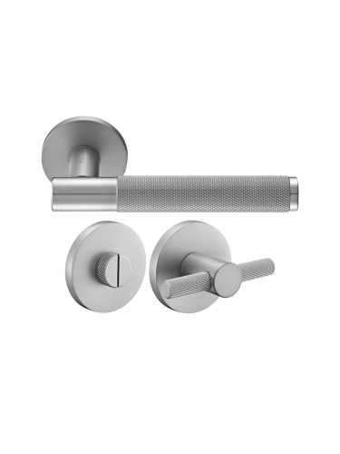 Комплект дверных ручек Morelli MH-57-R6T MSC с заверткой MH-WC-R6T MSC, цвет матовый хром