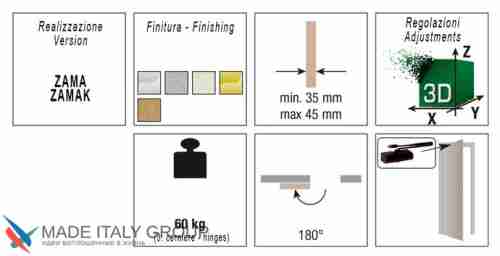 Kubica 2700 DXSX, NO петля скрытая универсальная центральная ЧЕРНЫЙ (60 kg)