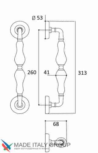 Ручка скоба Venezia "VIGNOLE" 263мм (210мм) D2 полированный хром