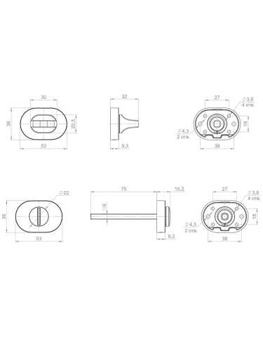 Завертка дверная сантехническая Armadillo BK6.R.UCR36 MWSC-33 итальянский тисненый