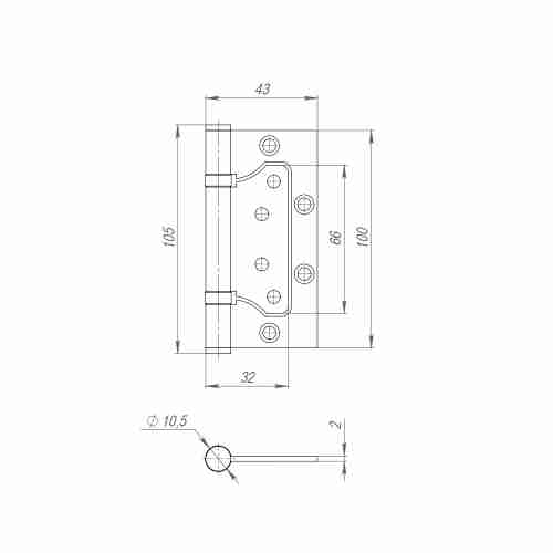 Комплект 8 шт. - Петля Fuaro (Фуаро) универсальная без врезки IN4300W BL (300-2BB 100x2) (чёрный)