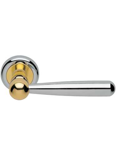 Ручка дверная Morelli Luxury PINOKKIO R4 COT раздельная на круглой розетке, цвет глянцевый хром/золото, латунь