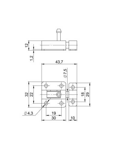 Шпингалет Ajax (Аякс) мебельный металлический SPD40х30 BL черный