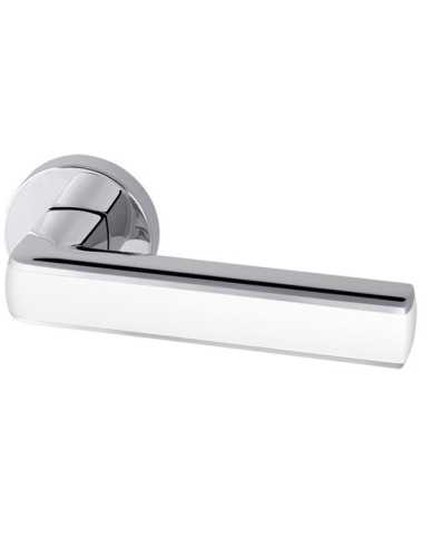 Ручка дверная межкомнатная Armadillo R.URB52.CUBE CP/White-14 хром/белый с Заверткой, Бесшумным замком Fuaro и Петлями Fuaro