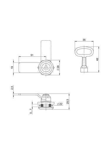 Замок Ajax (Аякс) щитовой tech lock 1 треуг.ключ