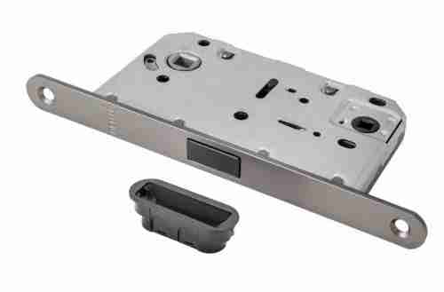 Защелка сантехническая магнитная РЕНЦ с пластиковой ответной планкой, никель супер матовый