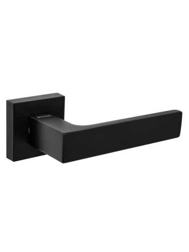 Ручка дверная Fuaro (Фуаро) межкомнатная K.DM51.Straight (Straight DM) BL-24 с сантехнической Заверткой, Магнитным замком и петлями, цвет черный. Набор №4