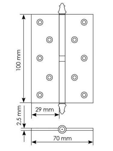 Петля разъемная стальная Morelli MSN 100X70X2.5 R SN с подшипником правая, врезная, цвет матовый никель, сталь