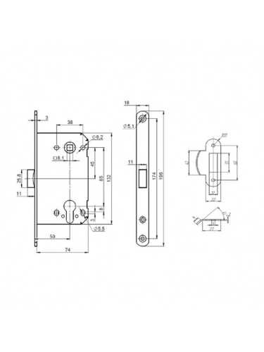 Корпус замка PL85-50/BL CP (хром)