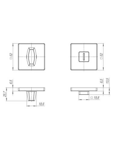 Ручка дверная Fuaro (Фуаро) межкомнатная K.SL52.PRIZMA (PRIZMA SL) GR-23 графит  Набор 1
