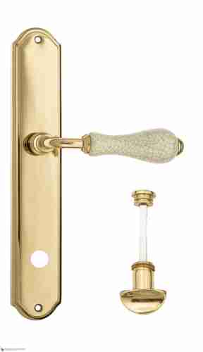 Дверная ручка Venezia "COLOSSEO" белая керамика паутинка WC-2 на планке PL02 полированная латунь