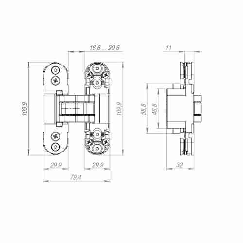 Петля скрытой установки U3D2000.TG SC мат.хром