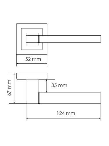 Ручка дверная Morelli YSTAD MH-47-S6 SSC раздельная на квадратной розетке 6 мм, цвет суперматовый хром, ЦАМ Light