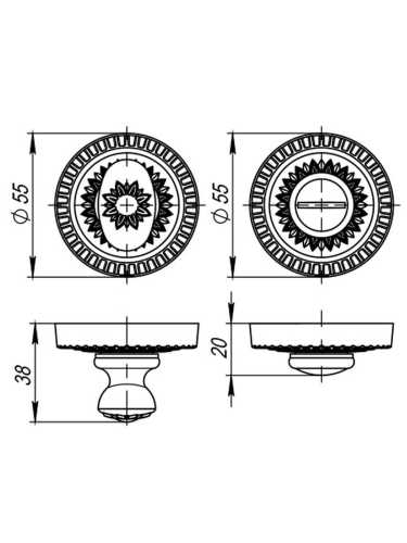 Комплект: Ручки Armadillo Bella CL2-Silver-925 + Завертка BK6.R.CL55 SILVER-925 / серебро