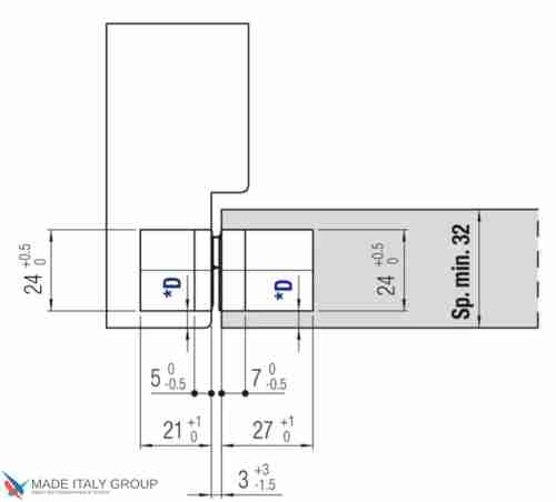 Kubica K1060 DXSX, KOMBI HYBRID NO петля скрытая универсальная ЧЕРНЫЙ (60 kg)