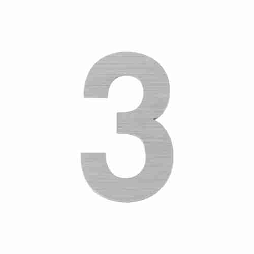 Цифра "3" самоклеящаяся SS304 (50х30) (FUARO) SSC сатинированный хром