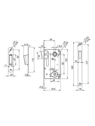 Защёлка врезная магнитная 5300-M-WС GR графит